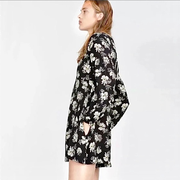 Zara Floral Romper Dress Long Sleeve XS - Picture 3 of 13
